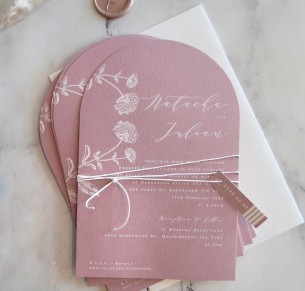 arch darling buds of may white ink invitation