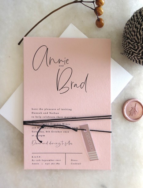 Blush the Brad wedding invitation