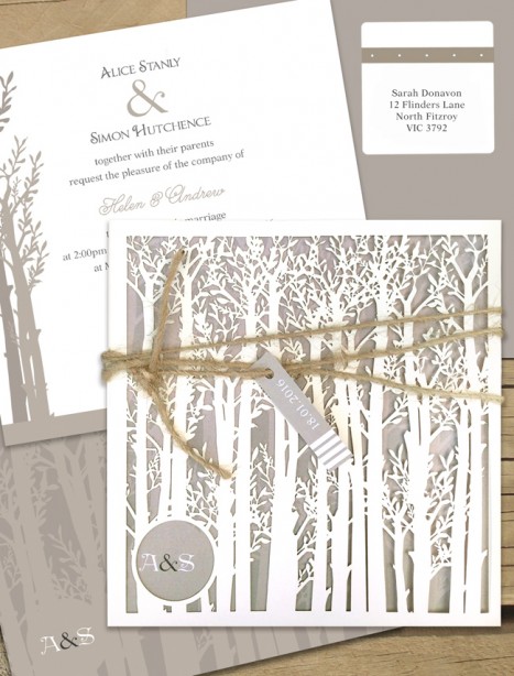 Endless Forest laser cut wedding invitation