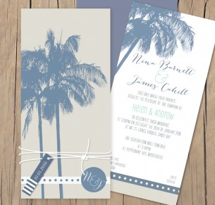 Beach palm flat card invitation