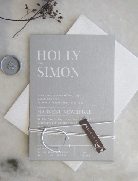 Dove grey and white ink milan invitation