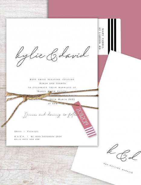 Flat card copenhagen wedding invitation