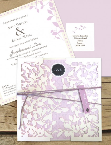 Leafy affair milk laser cut invitation