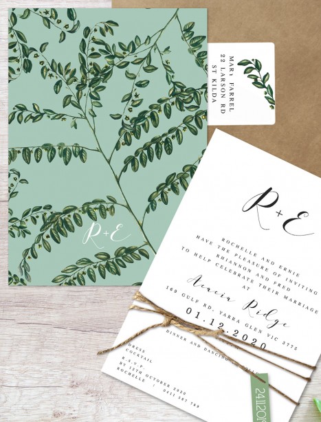 perennial flat card wedding invitation