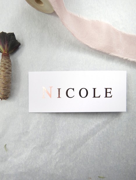 metallic rose gold and gold foil nicole placecard